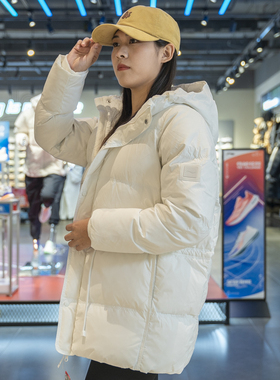 Lining/李宁正品健身系列女子防泼水宽松鸭绒连帽羽绒服AYMS032