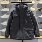 李宁正品 运动生活系列男子防风防泼水保暖连帽羽绒服AYMV295