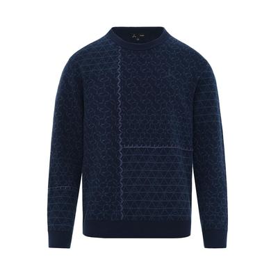 李宁正品2025新款男子户外休闲运动保暖圆领套头编织衫AMBV467