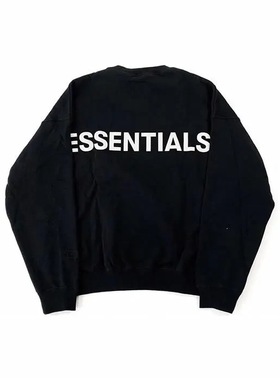 Essentials Fear Of God FOG 3M反光圆领卫衣字母LOGO套头无帽
