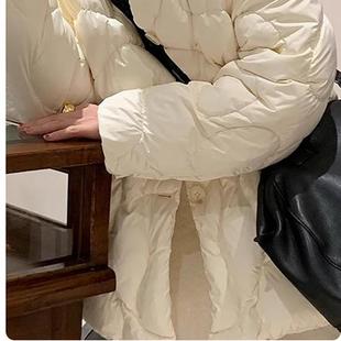 羽絨服 輕都市隨行異狀絎線翻領(lǐng)奶90白鴨絨襯衫 rouge周美美