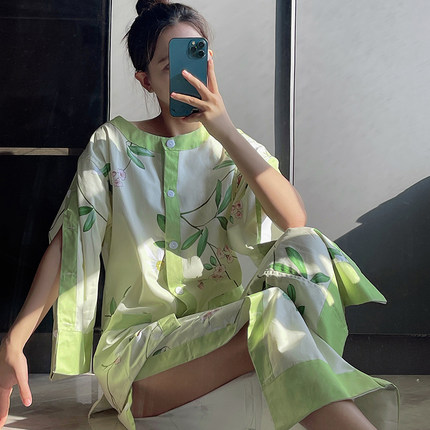 艾灸服女款纯棉2025新款大码女长款汗蒸服桑拿前后开衫开扣汉蒸服