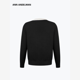 ANN ANDELMAN 秋冬圆领毛衣男假两件修身百搭打底衫针织长袖t恤