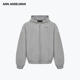 ANN 拉链外套 宽松百搭开衫 ANDELMAN男女同款 灰色连帽卫衣秋冬季