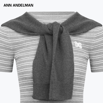 ANNDELM披肩两件套横条T
