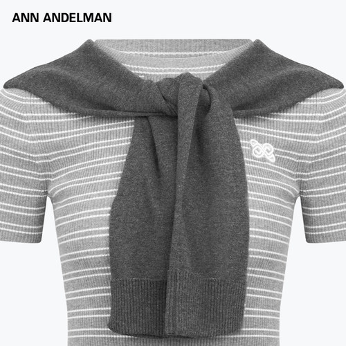 ANNDELM披肩两件套横条T