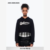 ANN ANDELMAN官方直营针织连帽卫衣女秋冬短款 拼接假两件外套上衣