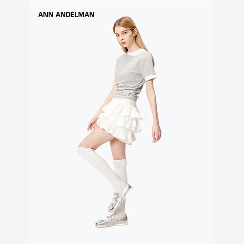 【名人同款】Ann Andelman假两件套拼接短袖休闲双领修身衫