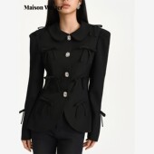 Wester2025年秋季 新品 娃娃领蝴蝶结钻扣装 Maison 饰西装 外套
