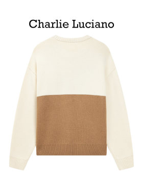 Charlie Luciano2025冬小狗枕头撞色提花毛衣圆领休闲上衣情侣潮
