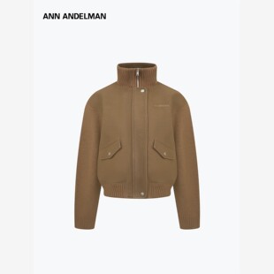 宽松秋冬外套女覆古工装 子短裤 ANDELMAN官方麂皮夹克拼毛织袖 ANN