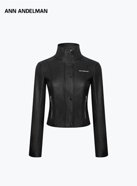 ANN ANDELMAN高领皮衣外套女款2025新款酷飒风修身短款线条感夹克