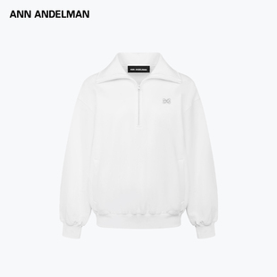 ANN ANDELMAN官方直营秋季新款高领半拉链棉质运动衫无帽卫衣外套