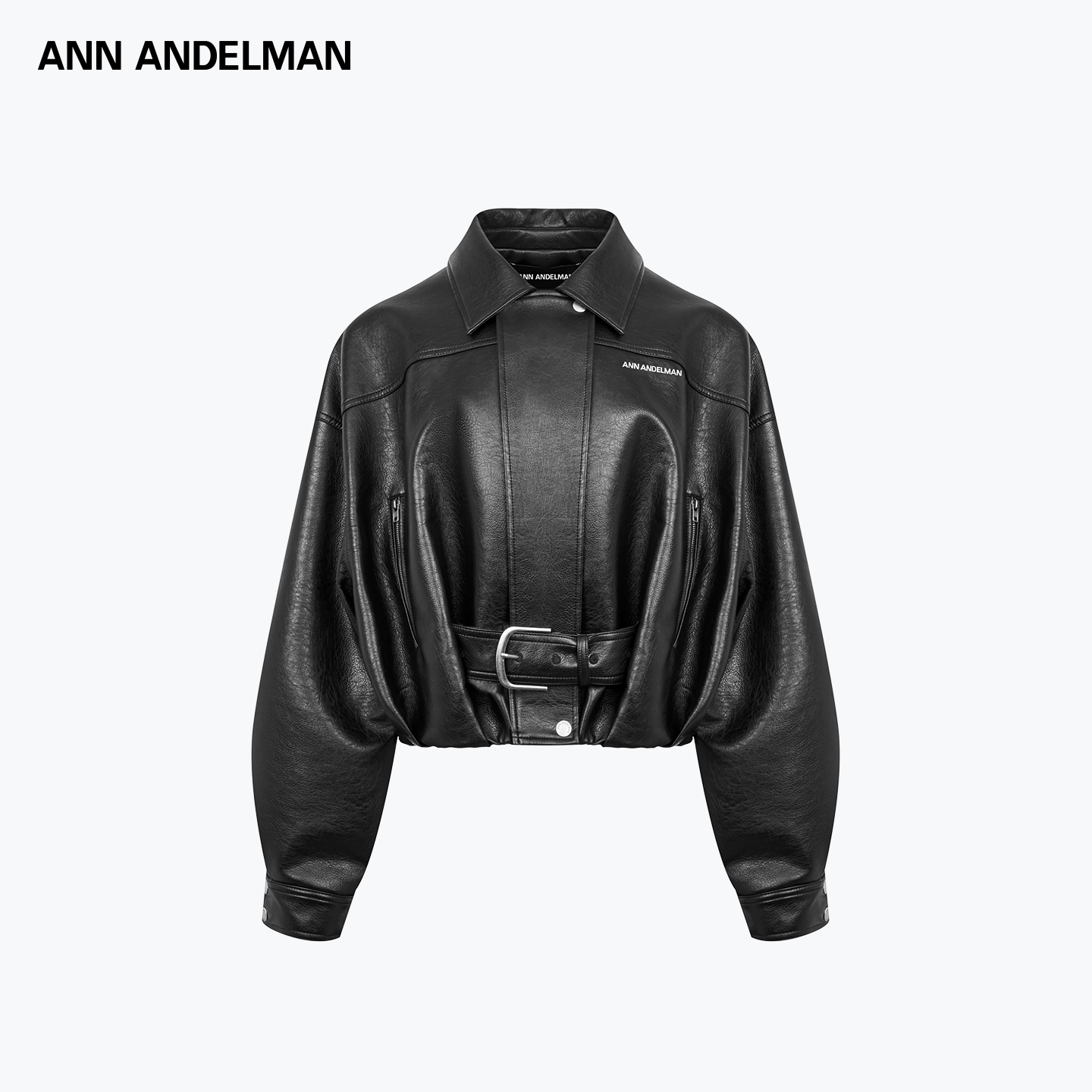 ANN ANDELMAN复古摩登皮衣翻领宽松酷飒机车服高级感短款夹克外套