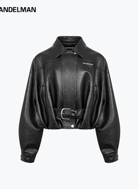ANN ANDELMAN复古摩登皮衣翻领宽松酷飒机车服高级感短款夹克外套