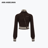 待定ANN 毛衣 立领短款 ANDELMAN斜门襟拉链针织开衫 秋冬设计感修身