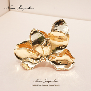 NanaJacqueline金色三角梅抓夹女高级感花朵发夹头饰轻奢礼物配饰