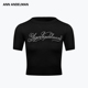 ANDELMAN官方直营 纯色修身 短款 ANN 花体字烫钻针织短袖 T恤上衣女