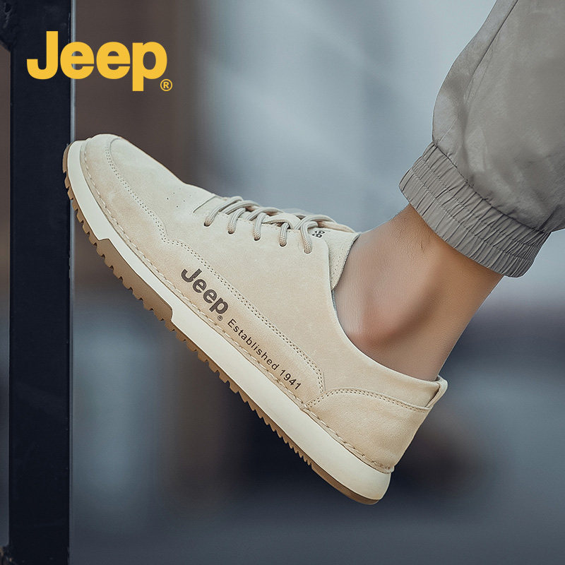 jeep春季男鞋英伦复古休闲皮鞋男真皮软底轻薄工装鞋男透气低帮鞋,流行男鞋,时尚休闲鞋,淘宝优惠券,粉丝福利购,淘宝优惠卷