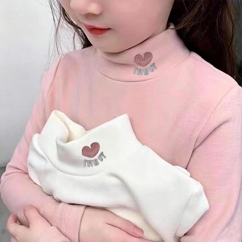 女童德绒打底衫上衣秋冬可爱儿童长袖T恤半高领女孩保暖内衣潮款