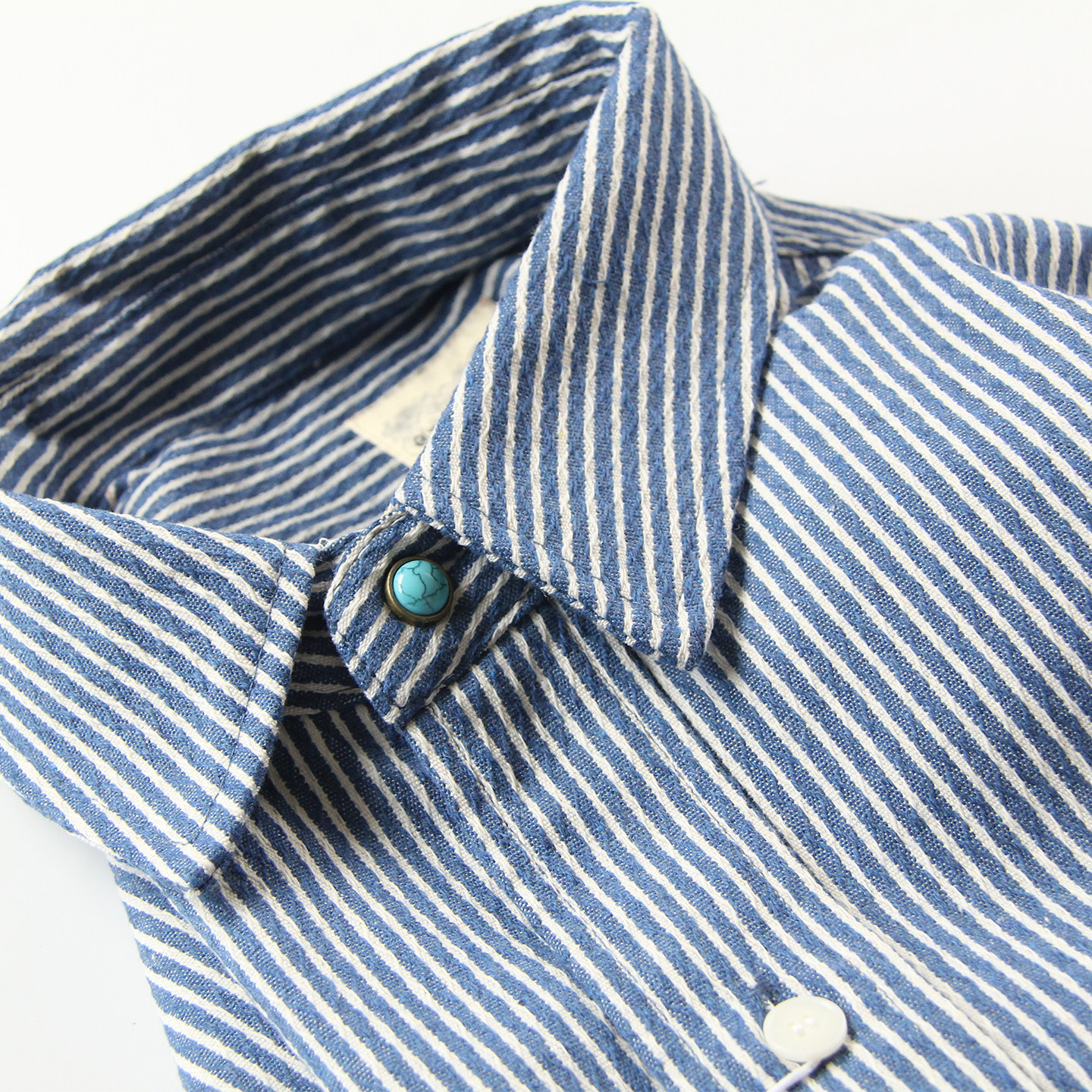 式复古阿美咔叽长袖衬衫男重磅水洗条纹宽松休闲工装衬衣外套潮