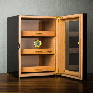 出口品质德国雪茄盒三层透视窗雪松木雪茄柜雪茄保湿箱