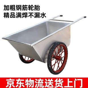 加厚304不锈钢斗车翻斗车养殖场推料车饲料车手推车拉粪车喂料车