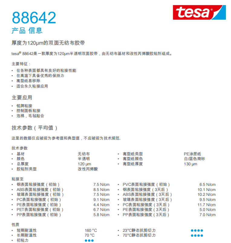 tesa88642棉纸无纺布双面胶