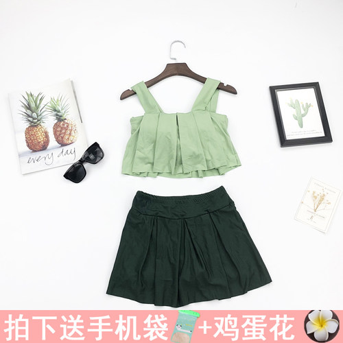 韩国少女裙式平角裤小胸可爱泳衣