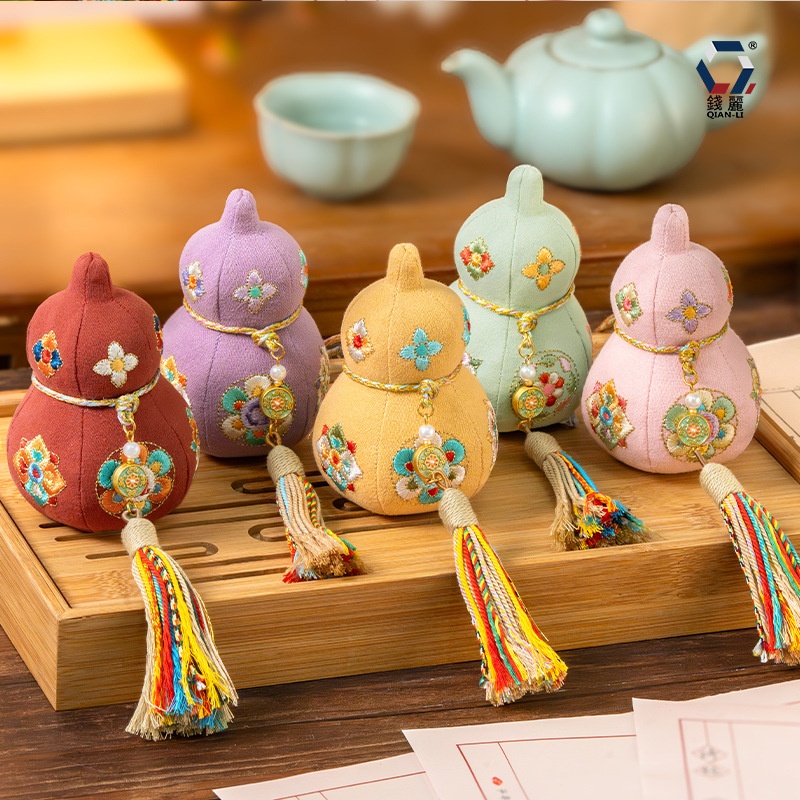中秋刺绣葫芦香包新中式挂件福禄香袋立体平安福袋成品