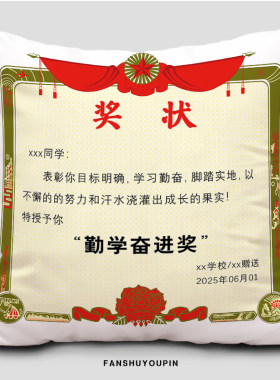 毕业礼物送学生仿真奖状抱枕创意毕业季实用纪念品沙发靠垫可定制