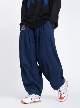 潮牌工装牛仔裤日系街头宽松直筒原宿风阔腿裤男女同款休闲百搭潮
