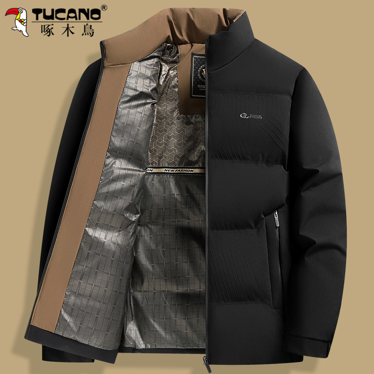 啄木鸟加厚保暖冬季休闲爸爸棉袄