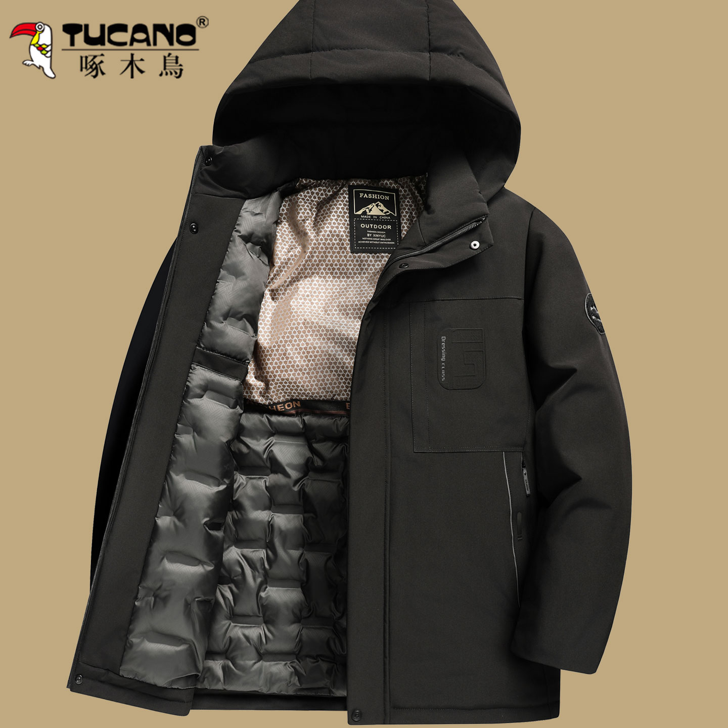 啄木鸟中老年秋冬季保暖爷爷棉服