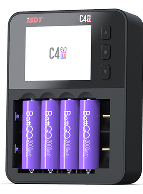 ISDT 艾斯特 C4 EVO智能圆柱形锂电池彩屏充电器 NiMH NiCd 18650