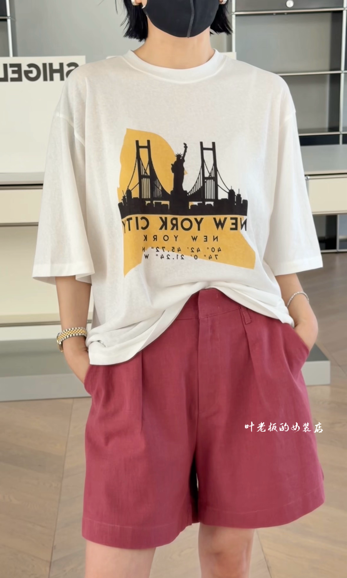 Z60103印花短袖 诗歌兰欧货女装2026夏款休闲白色字母铁塔T恤女