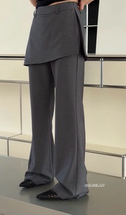 T98216微喇休闲裤 诗歌兰欧货女装2026春款气质深灰色屁帘西裤女