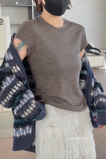 4386面膜衣 诗歌兰欧货女装2026春款气质百搭灰色天丝羊毛短袖T恤