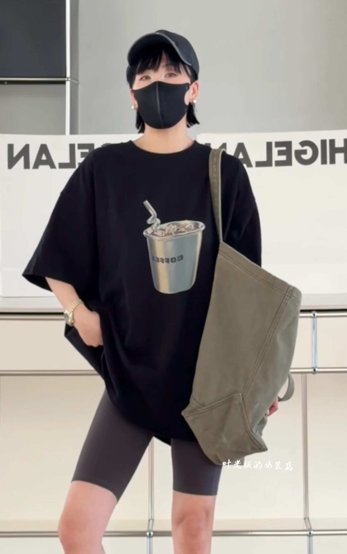 T16863大版型短袖 诗歌兰欧货2026夏款休闲中长款黑色咖啡T恤女