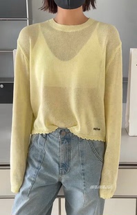 80124针织长袖 诗歌兰欧货女装2026春款气质嫩黄色花边字母针织衫