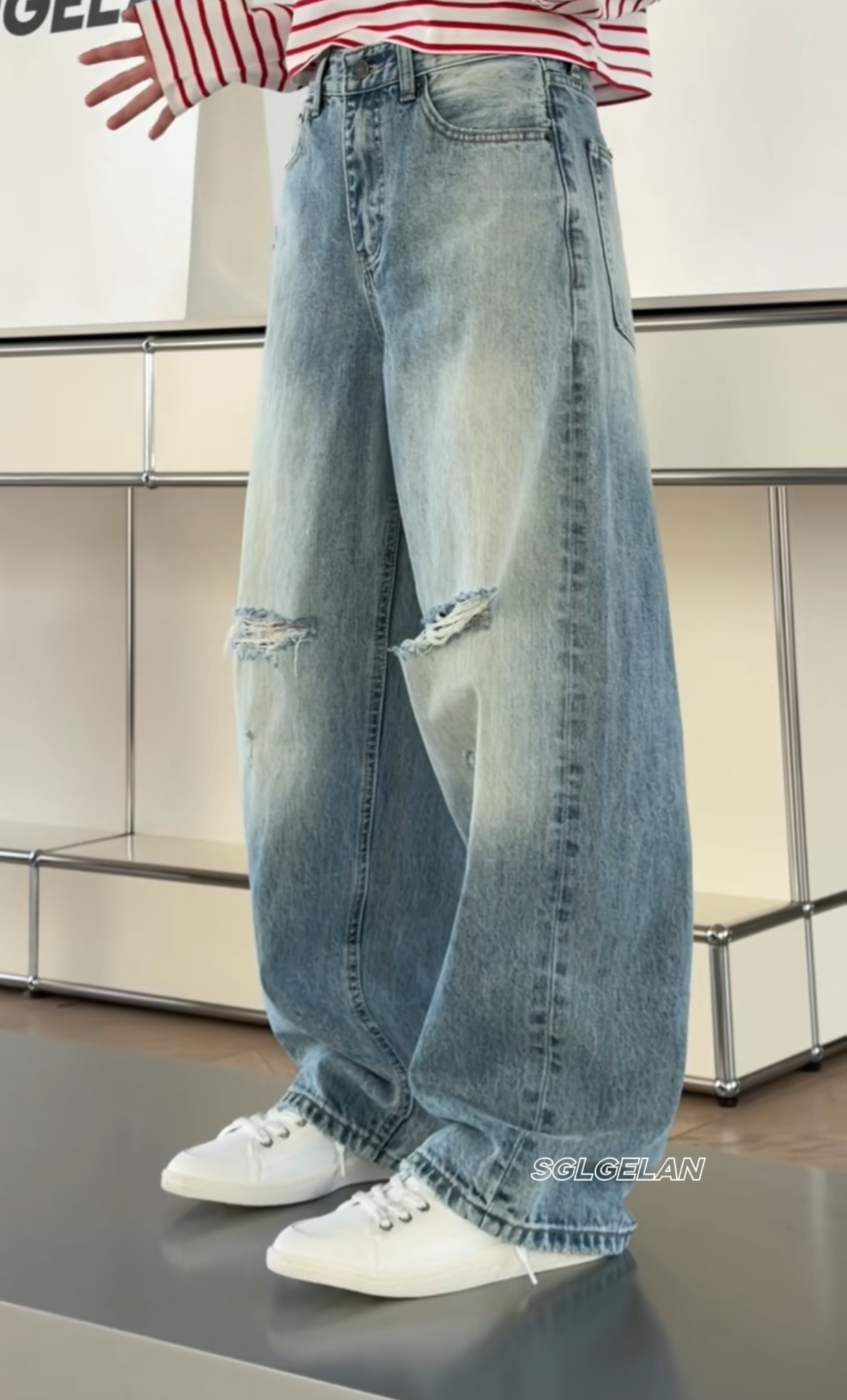 26688破洞牛仔裤 诗歌兰2026早春款女装气质磨白蓝色直筒破洞裤女,女装/女士精品,牛仔裤,淘宝优惠券,粉丝福利购,淘宝优惠卷