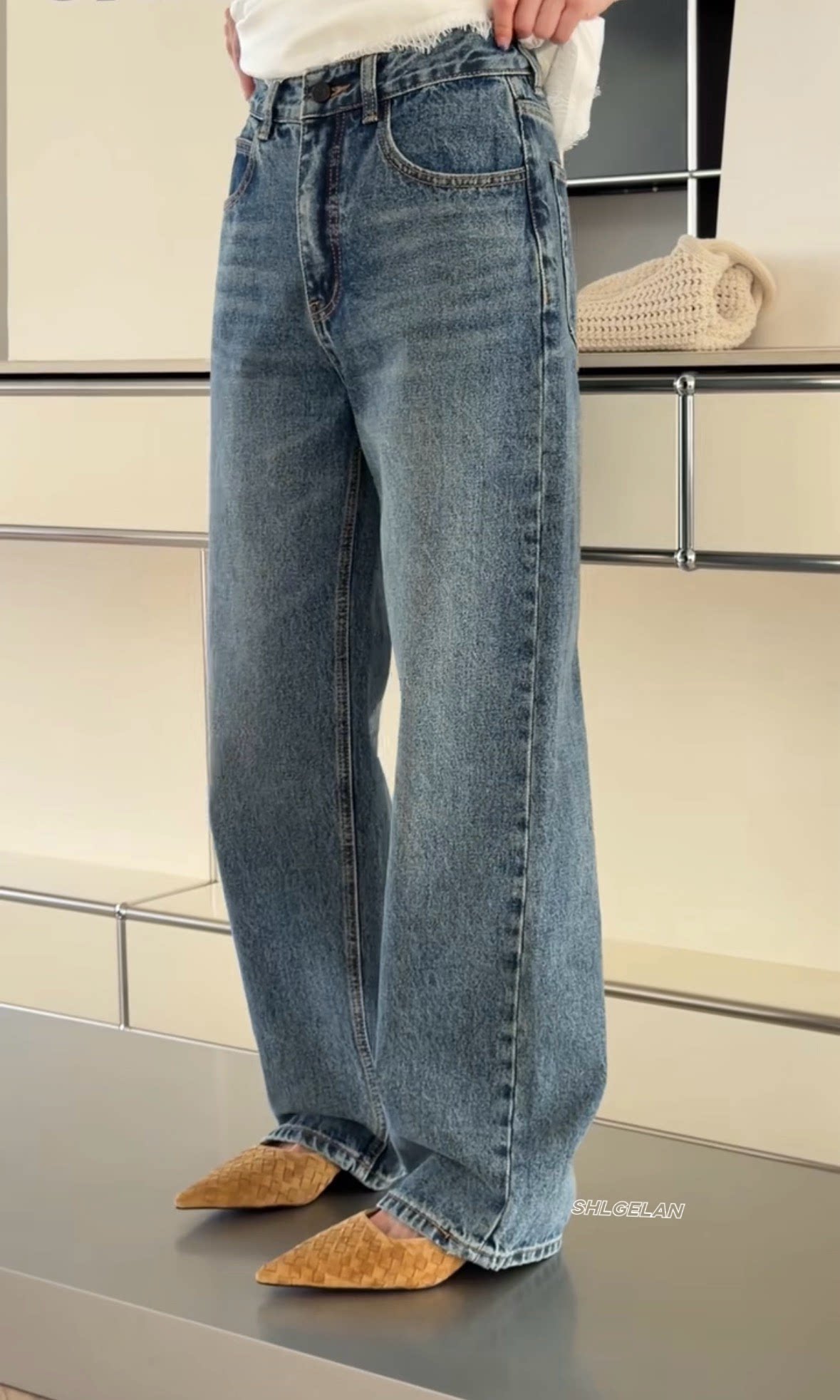 C26099牛仔裤 诗歌兰女装2026春款气质水洗蓝色显瘦小直筒牛仔裤