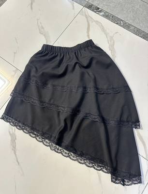 欧洲站Second 2nd 2026早春款气质黑色不规则蕾丝花边半身裙女裙