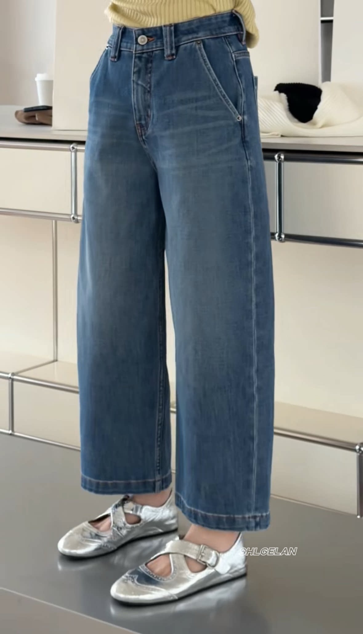 15308烟管裤 诗歌兰女装2026春款气质百搭蓝色微弹直筒裤牛仔裤女