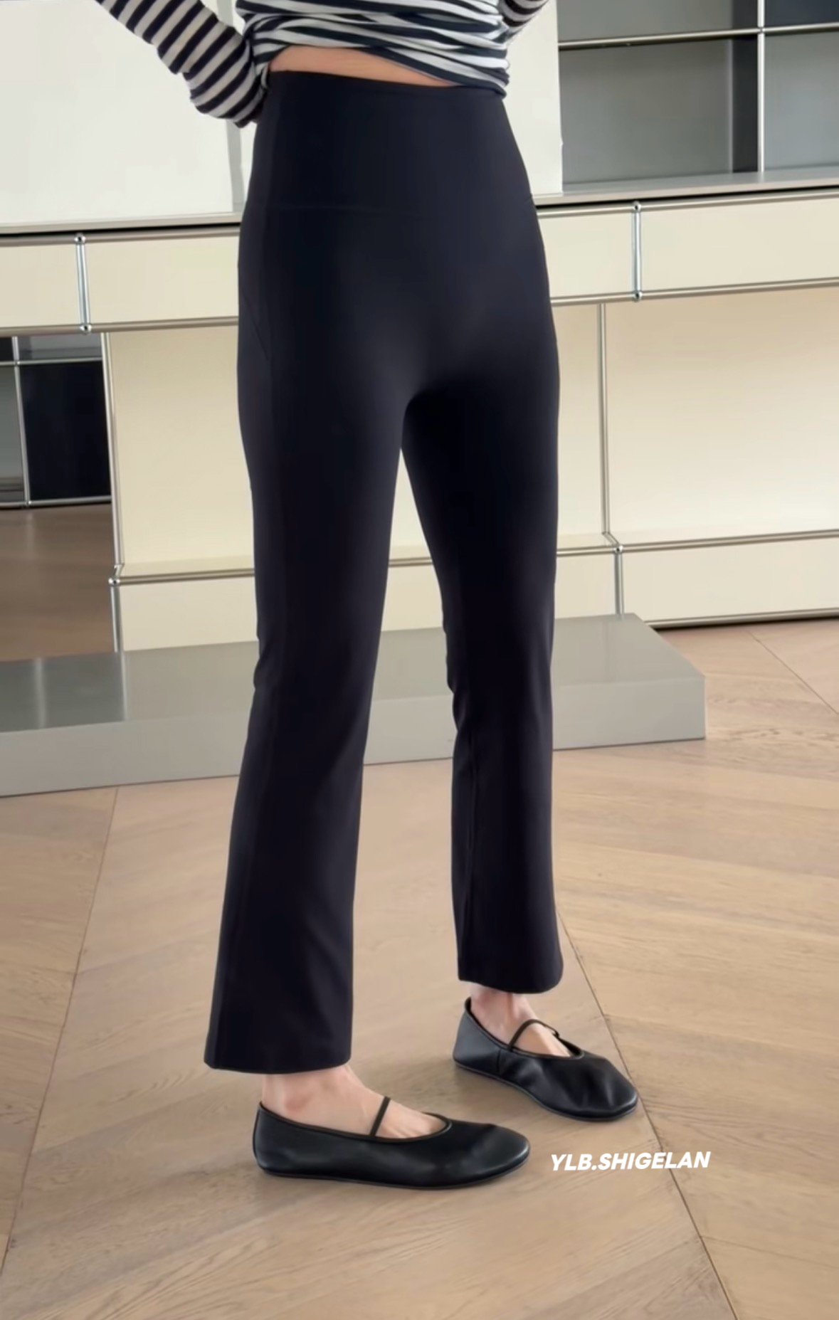 C3380微喇瑜伽裤 诗歌兰女装2026春夏款百搭显瘦黑色九分裤打底裤