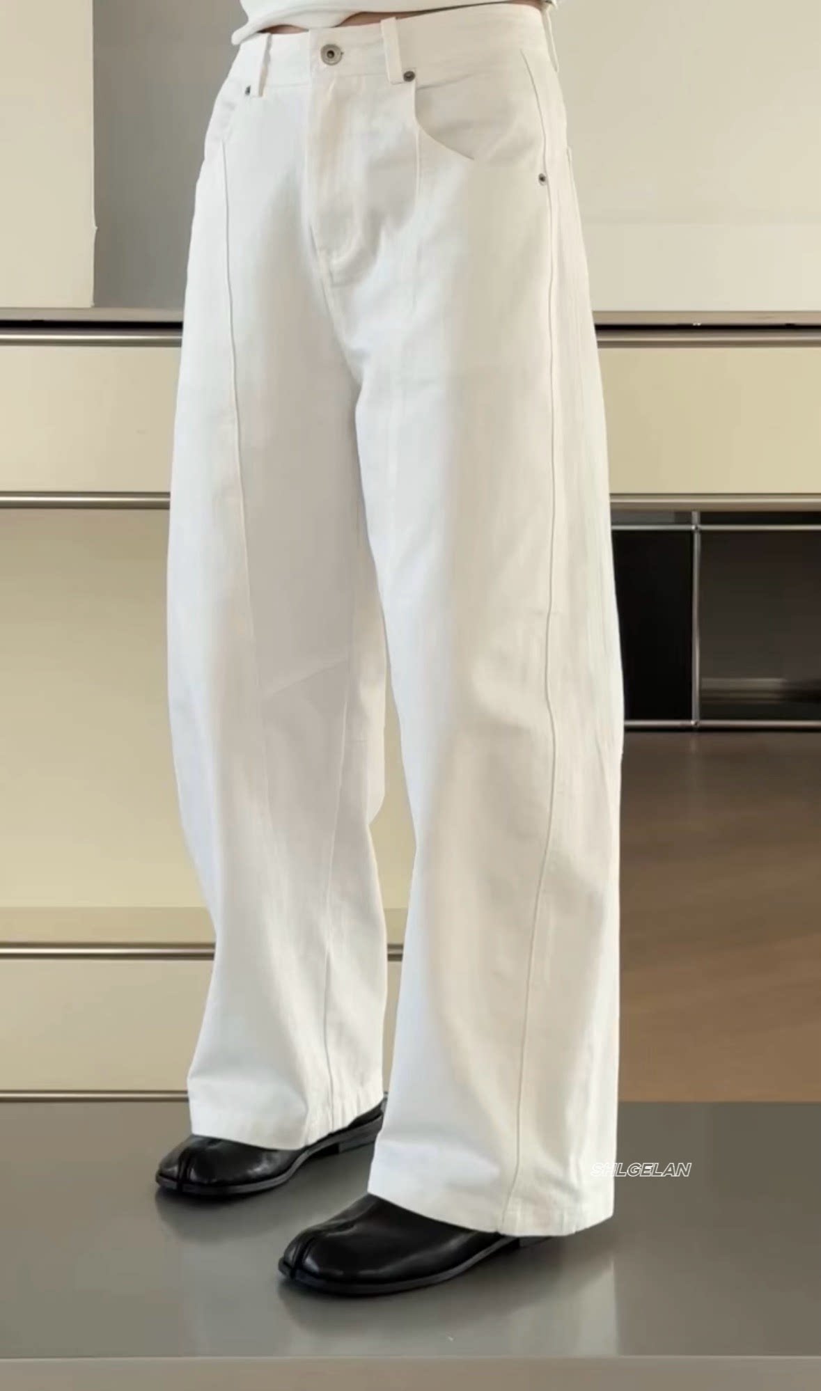 P6031欧货牛仔裤 诗歌兰女装2026春款简约百搭直筒休闲白色牛仔裤