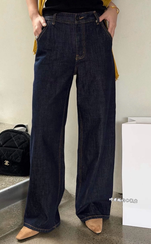 C268521牛仔直筒裤 诗歌兰厂货26秋款时尚深蓝色小香风工装牛仔裤
