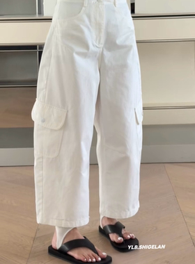 T3772休闲裤 诗歌兰欧货女装2026夏款气质白色口袋工装裤女可退换