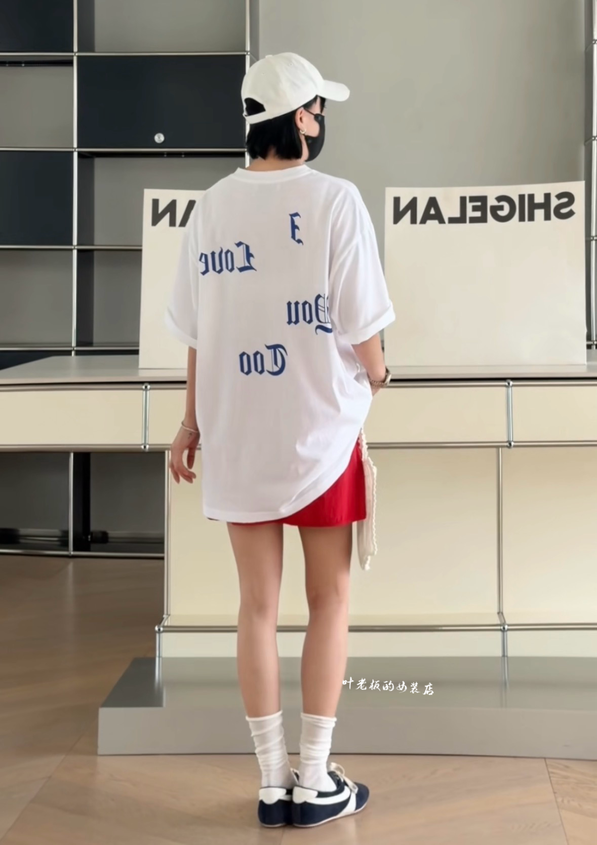 C58708休闲短袖 诗歌兰女装2026夏款简约白色中长款字母印花T恤女