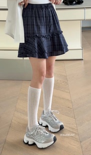 86235欧货半裙 诗歌兰2026春款女装气质甜美蓝色松紧腰格子裙女